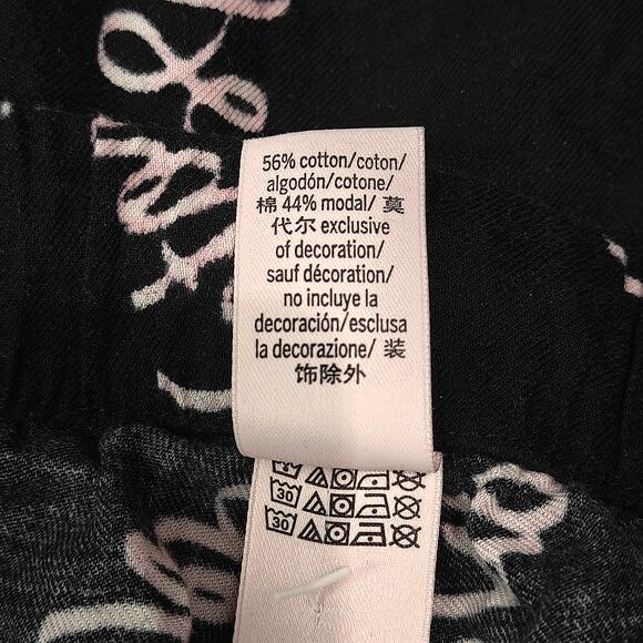 Victoria Secret Allover Signature Pink Black Pajama Set Women's Large - Picture 5 of 11